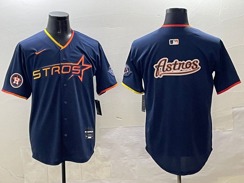 Men Houston Astros Blank Drak Blue Three generations Joint Name 2025 Nike MLB Jersey style 14